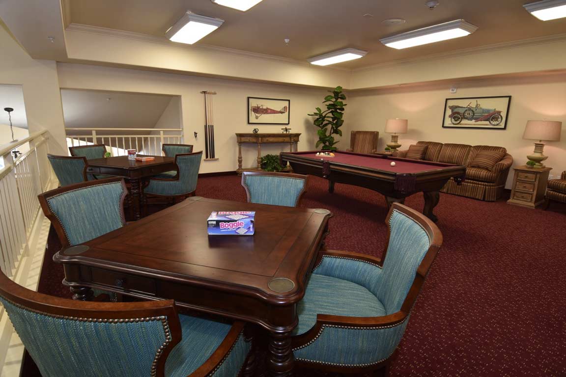 The game room at Ashton Gardens