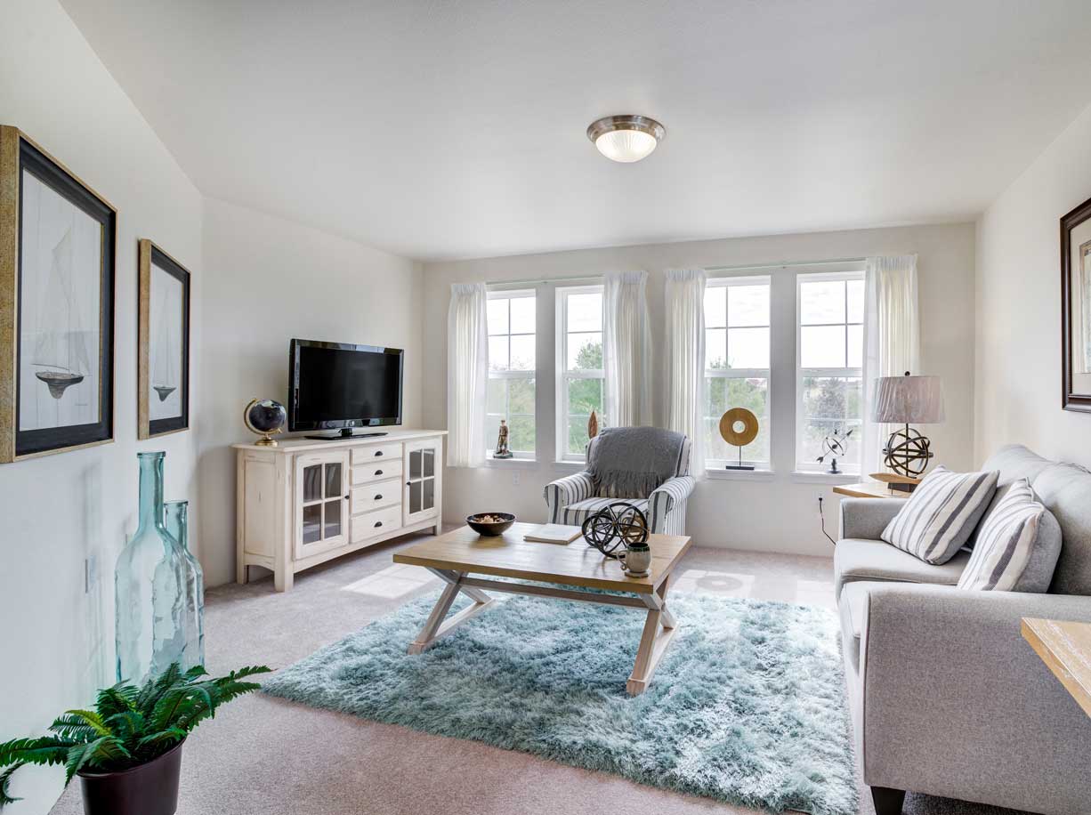 A living room in a Ashton Gardens apartment