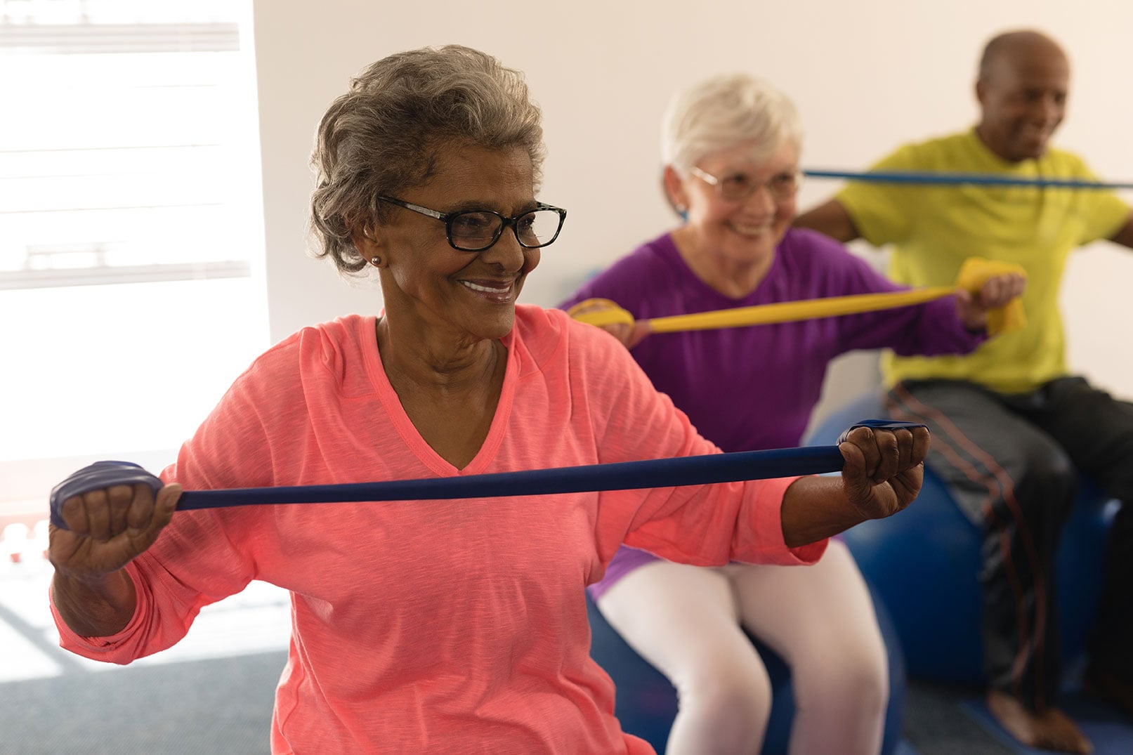Residents taking part in an exercise class at Ashton Gardens